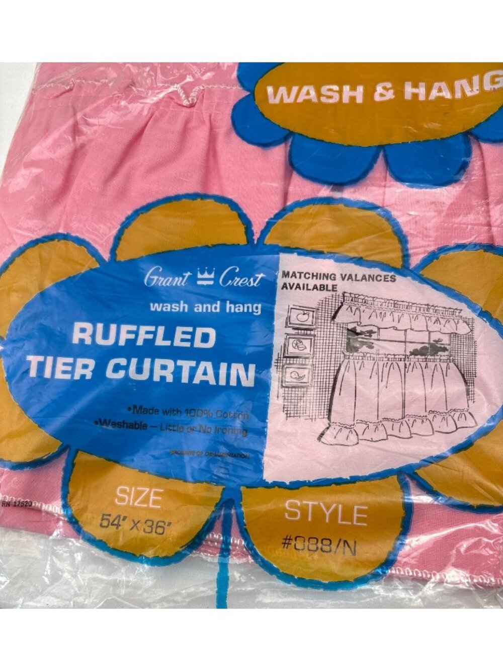 Grant Crest Ruffled Tier Curtain Pink 54" x 36" Style #088/N Cotton New - Picture 2 of 7